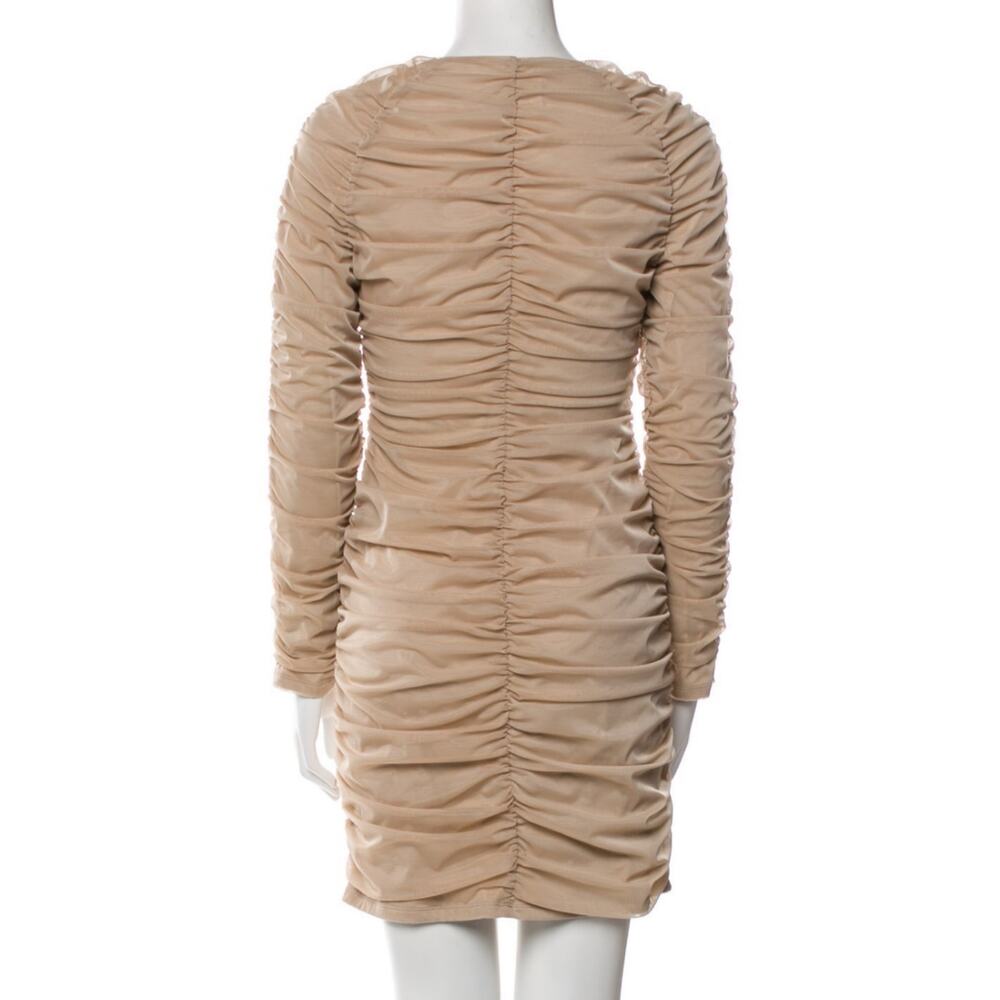 Micheal Costello X Revolve Franky Ruched Nude Bodycon Dress S $168 - Picture 6 of 10